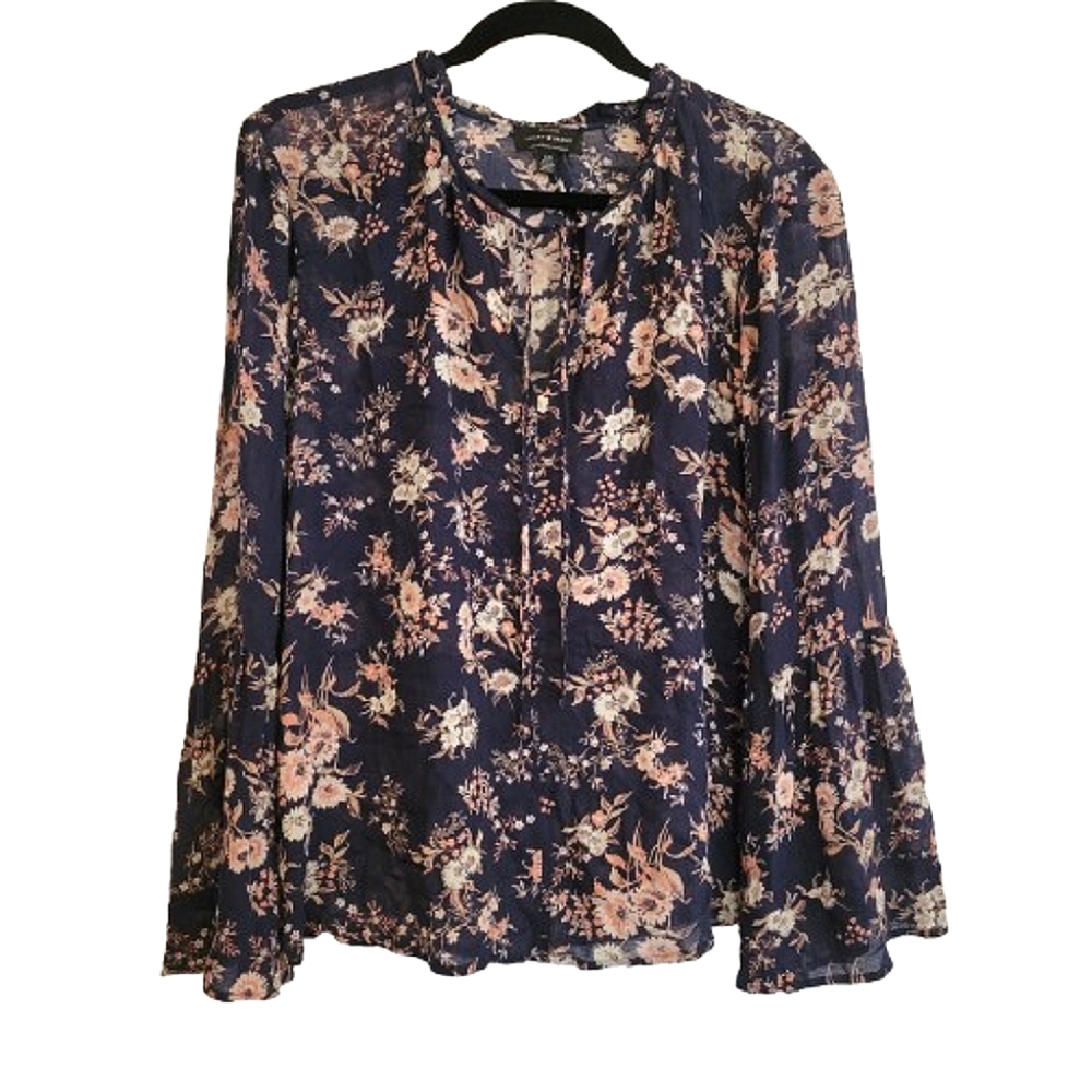 Lucky Brand Floral boho Blouse Navy size Large